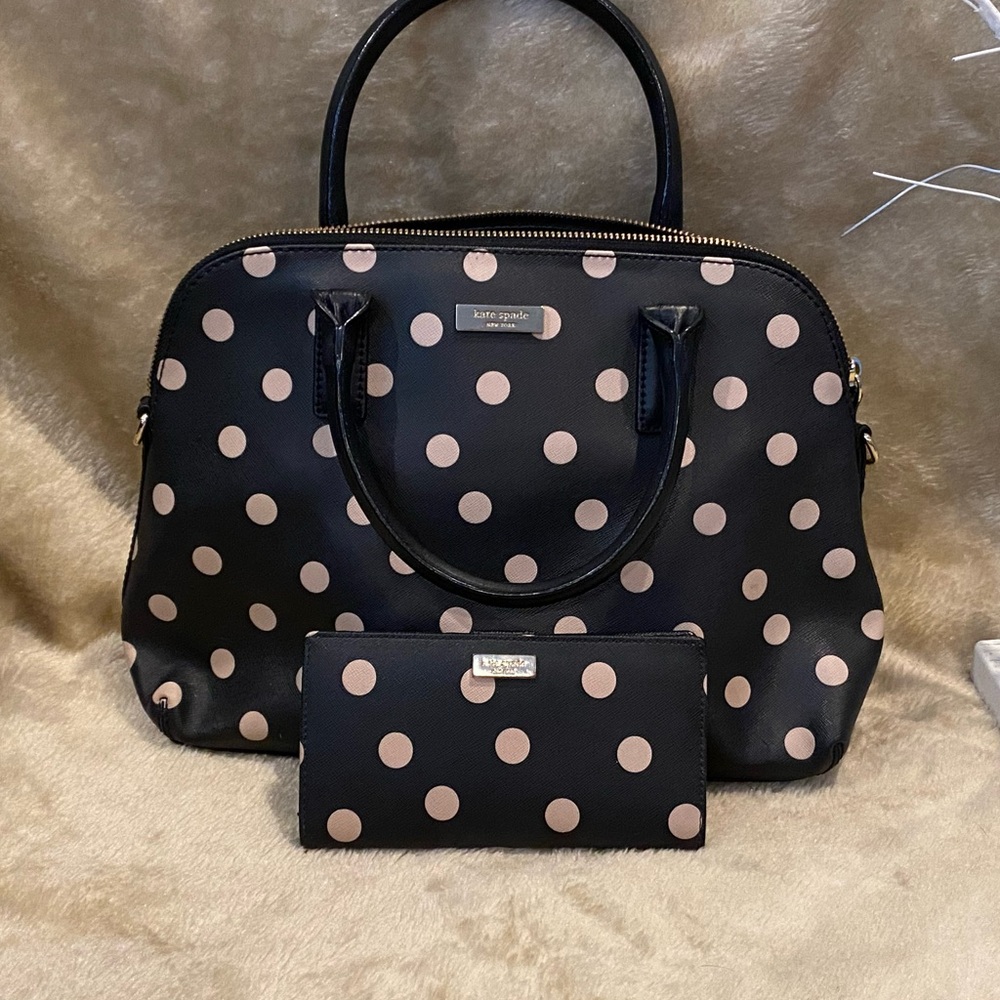 Kate Spade Black and Beige Polka Dots